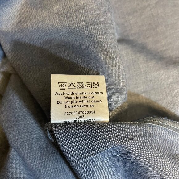 NWT rogers + ROGERS Blue 100% Cotton Pintuck Front Tab Sleeve Tunic Size 24 - Picture 8 of 8